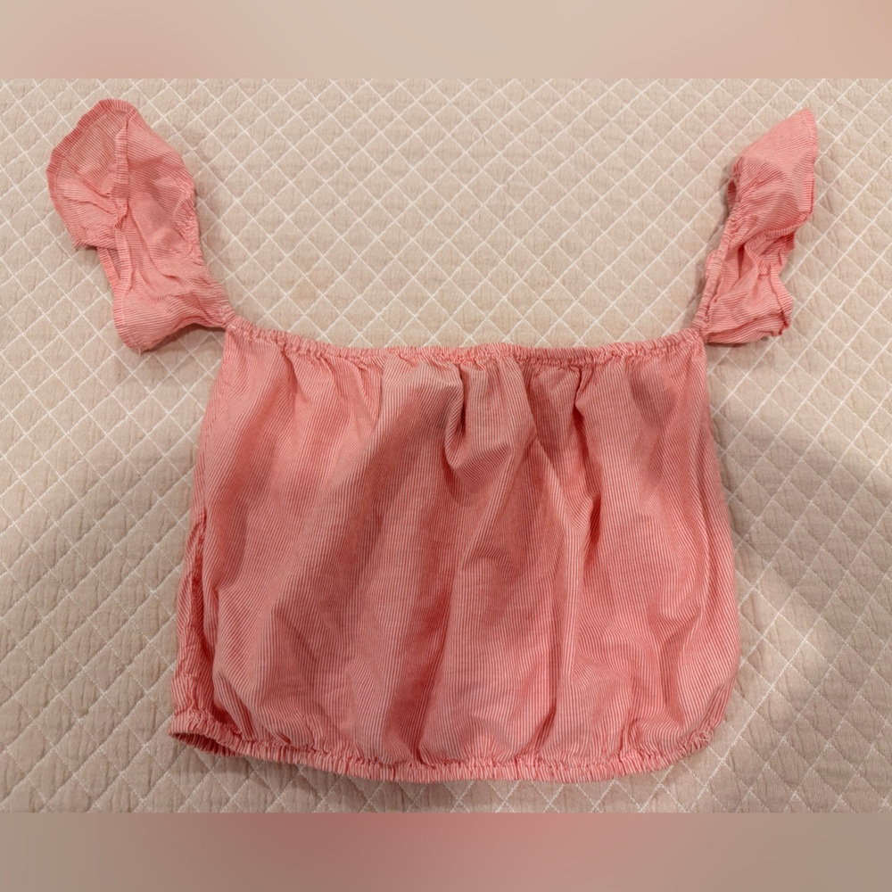 Forever 21 Coral Pink Striped Elastic Waist Top